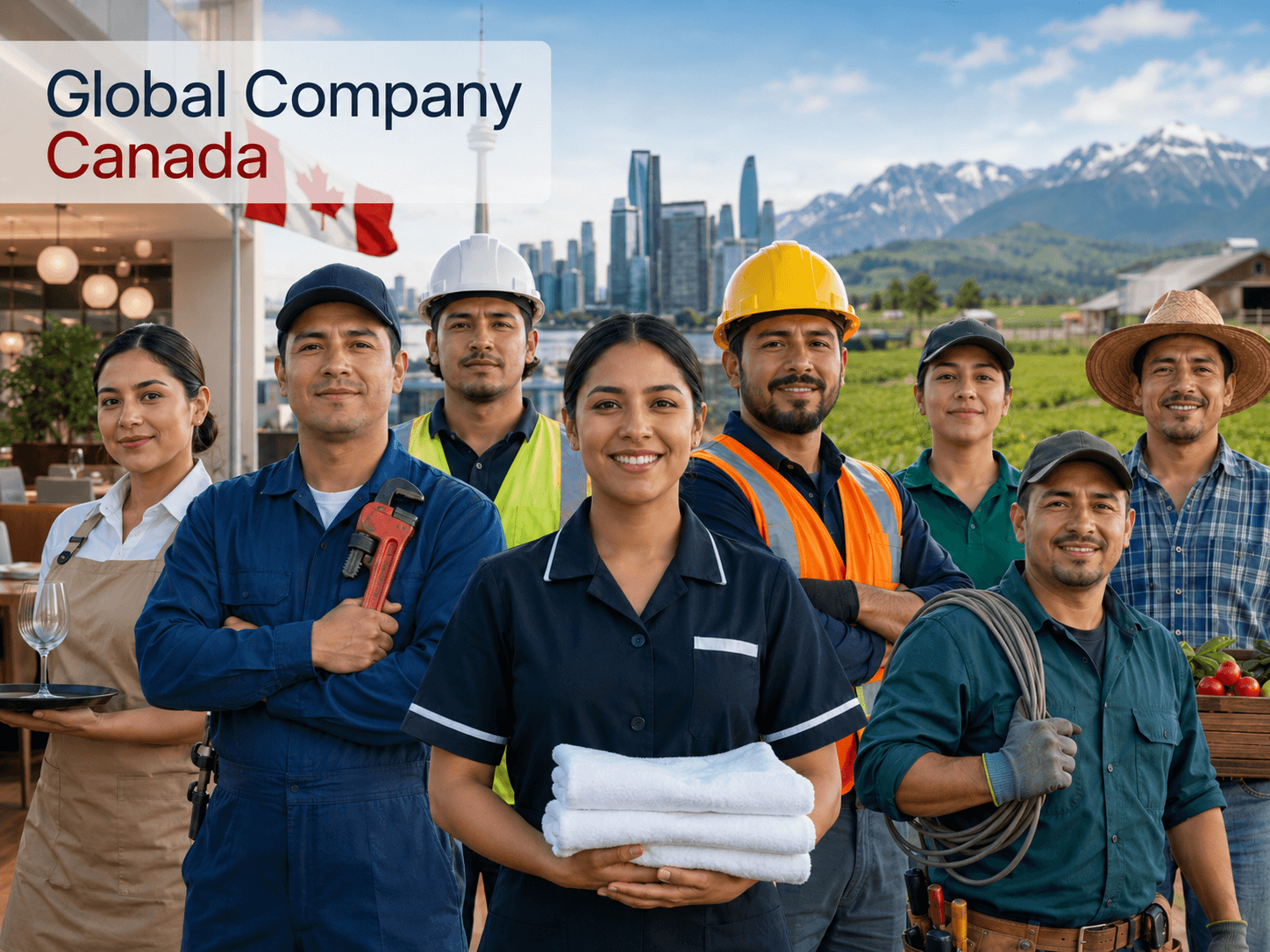 Equipo profesional de Global Company Canada representando diferentes oportunidades laborales